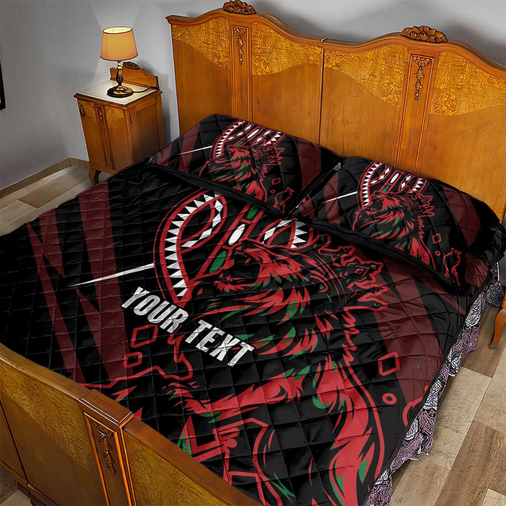 Kenya King Lion Personalized Quilt Bed Set Stylized Maasai Shield - Wonder Print Shop
