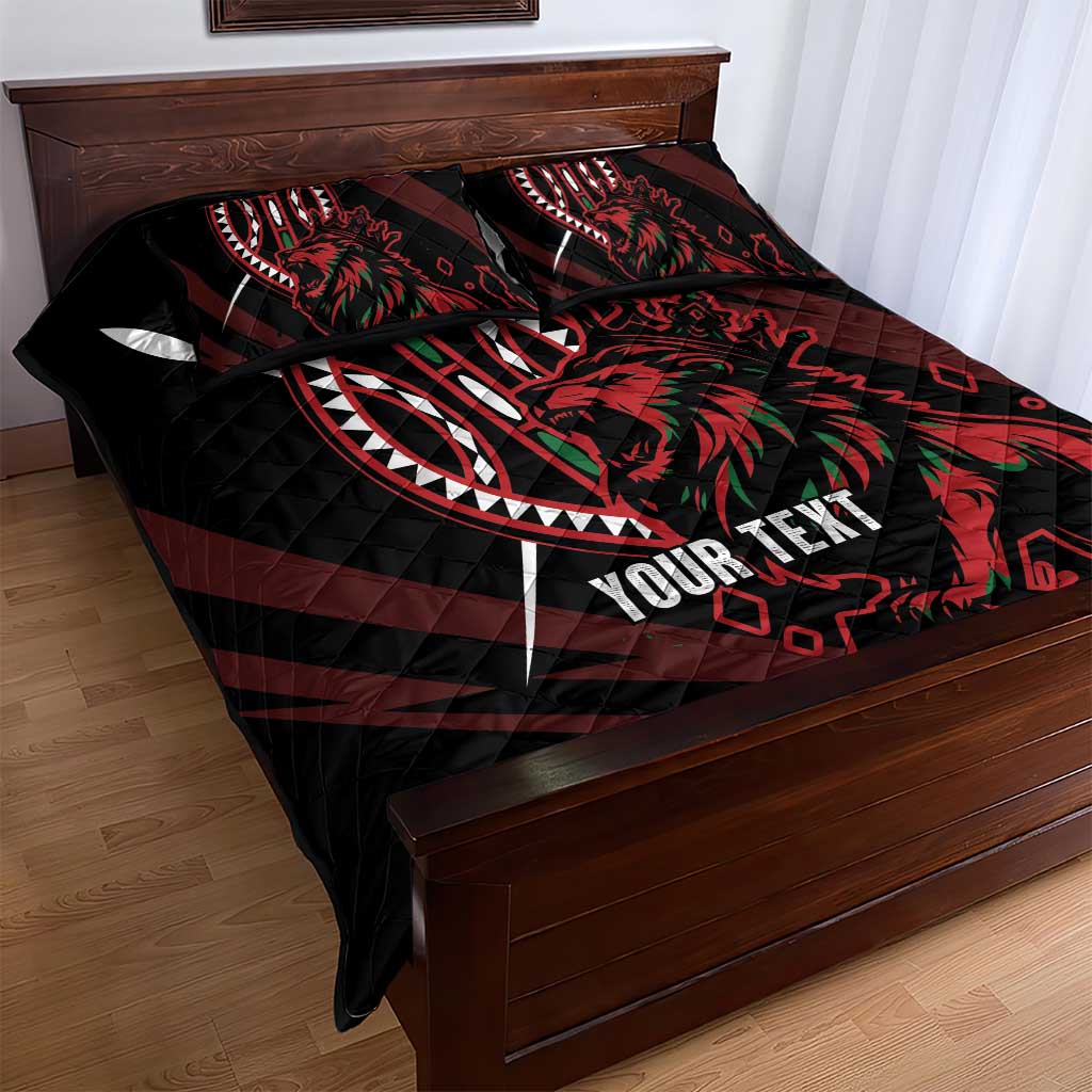 Kenya King Lion Personalized Quilt Bed Set Stylized Maasai Shield - Wonder Print Shop