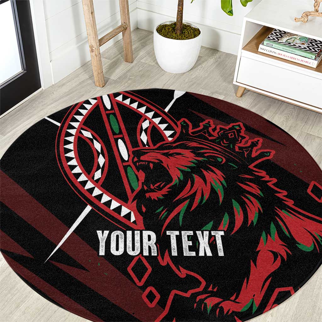 Kenya King Lion Personalized Round Carpet Stylized Maasai Shield - Wonder Print Shop