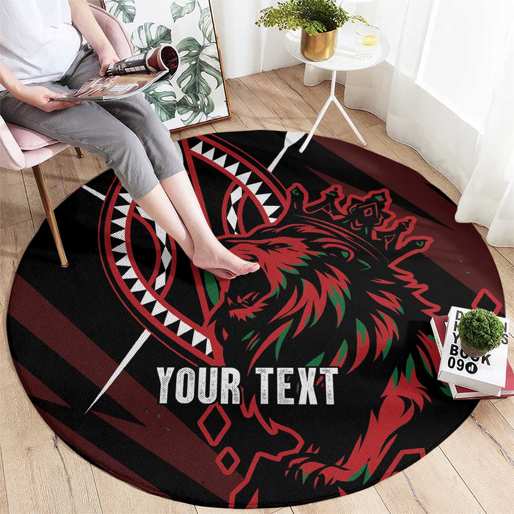 Kenya King Lion Personalized Round Carpet Stylized Maasai Shield - Wonder Print Shop