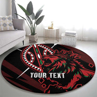 Kenya King Lion Personalized Round Carpet Stylized Maasai Shield - Wonder Print Shop