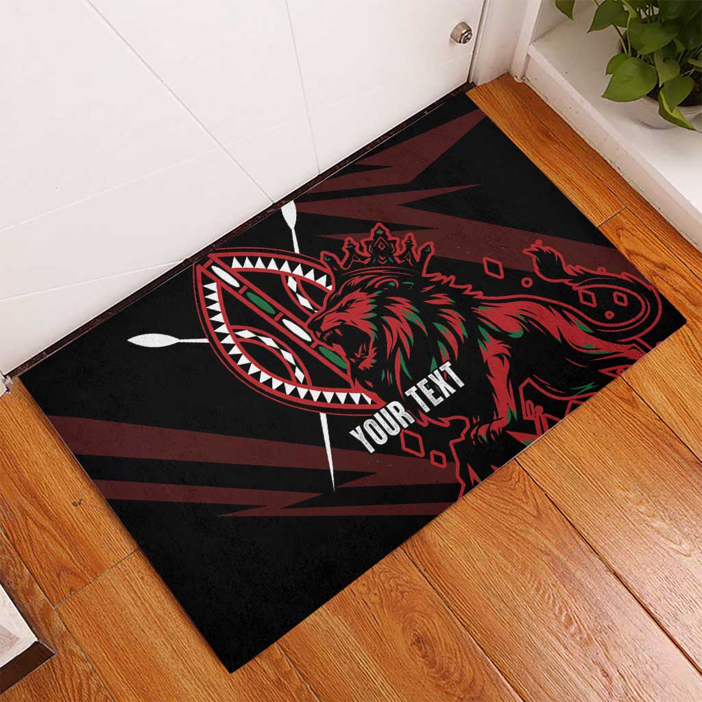 Kenya King Lion Personalized Rubber Doormat Stylized Maasai Shield - Wonder Print Shop