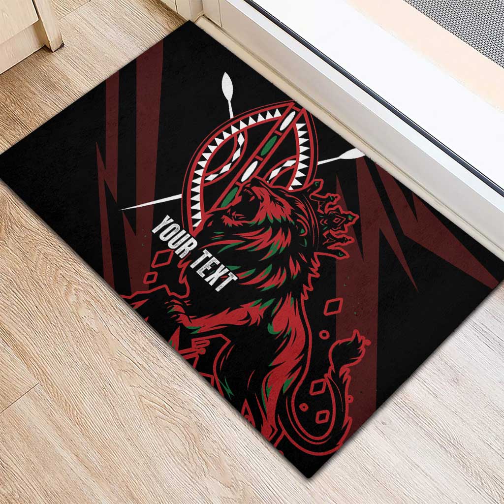 Kenya King Lion Personalized Rubber Doormat Stylized Maasai Shield - Wonder Print Shop