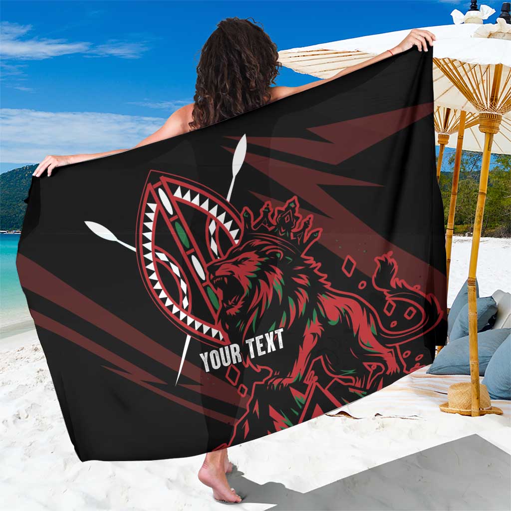 Kenya King Lion Personalized Sarong Stylized Maasai Shield - Wonder Print Shop