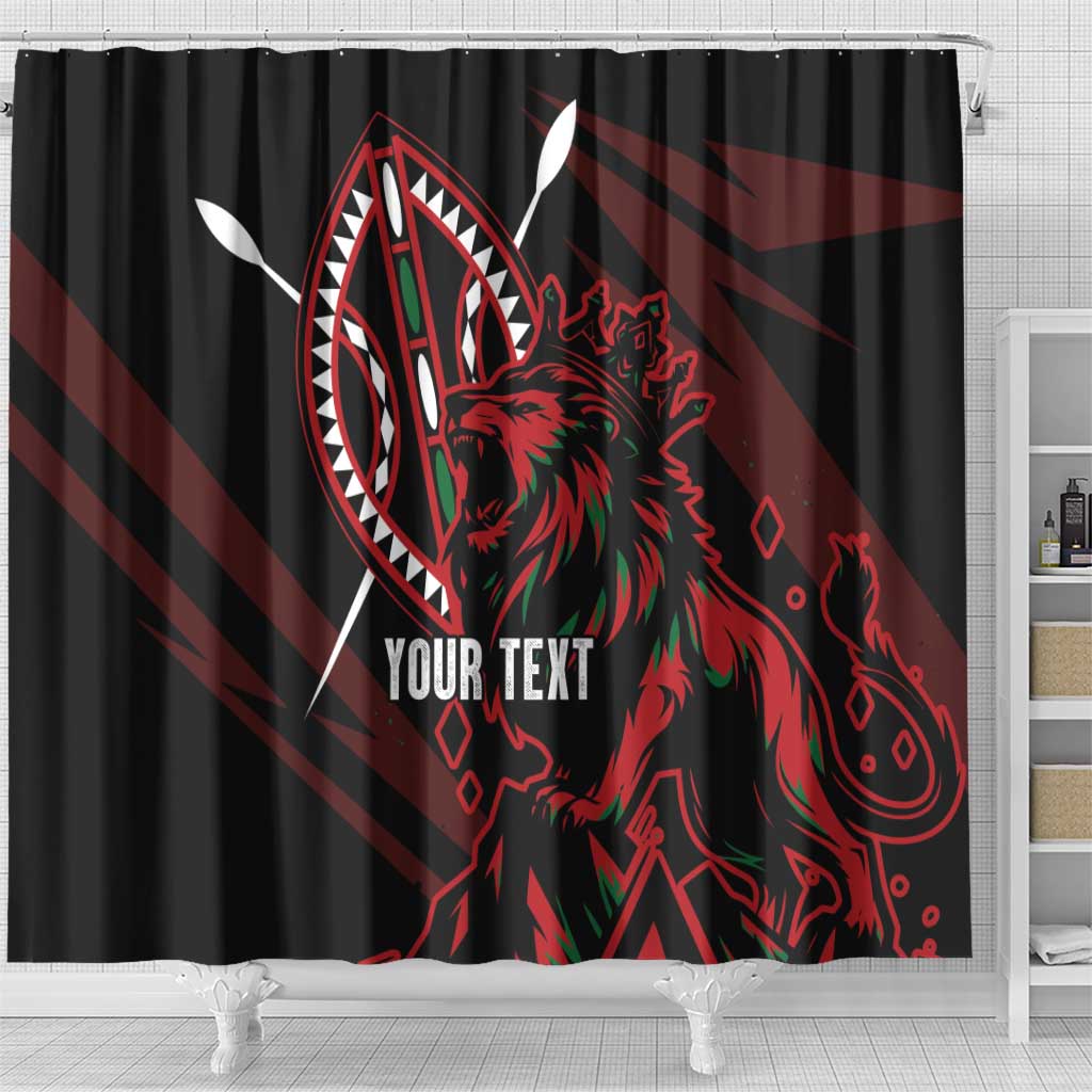 Kenya King Lion Personalized Shower Curtain Stylized Maasai Shield - Wonder Print Shop