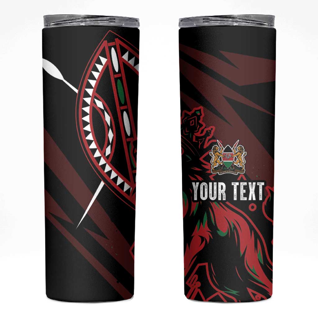 Kenya King Lion Personalized Skinny Tumbler Stylized Maasai Shield - Wonder Print Shop