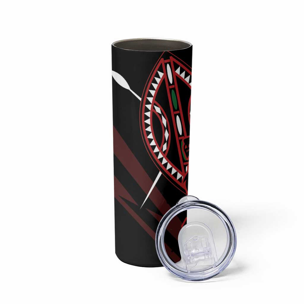 Kenya King Lion Personalized Skinny Tumbler Stylized Maasai Shield - Wonder Print Shop