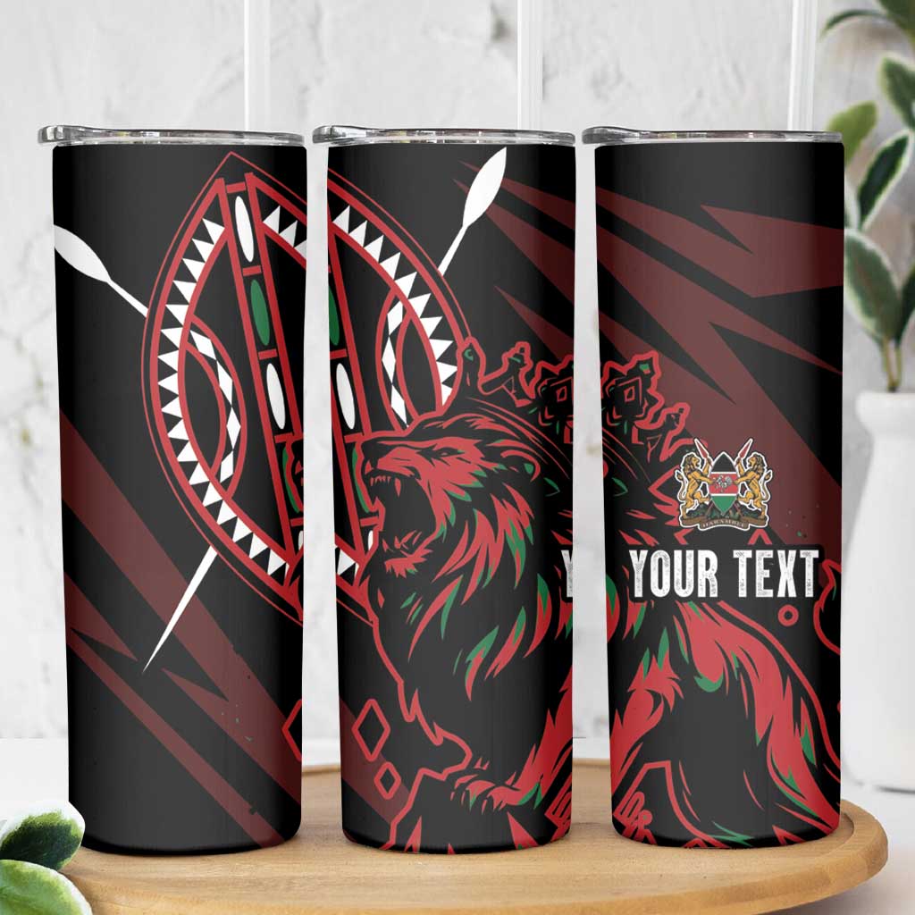 Kenya King Lion Personalized Skinny Tumbler Stylized Maasai Shield - Wonder Print Shop