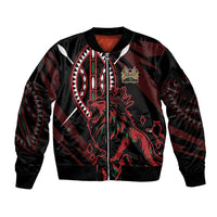 Kenya King Lion Personalized Sleeve Zip Bomber Jacket Stylized Maasai Shield - Wonder Print Shop