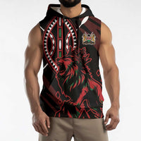 Kenya King Lion Personalized Sleeveless Hoodie Stylized Maasai Shield - Wonder Print Shop