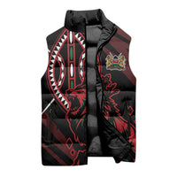 Kenya King Lion Personalized Sleeveless Puffer Jacket Stylized Maasai Shield - Wonder Print Shop