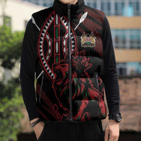 Kenya King Lion Personalized Sleeveless Puffer Jacket Stylized Maasai Shield - Wonder Print Shop