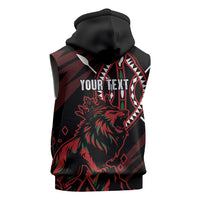 Kenya King Lion Personalized Sleeveless Zip Hoodie Stylized Maasai Shield - Wonder Print Shop