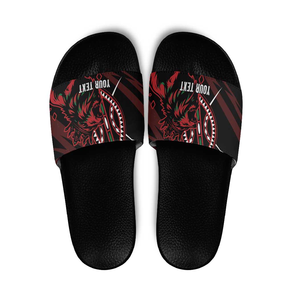 Kenya King Lion Personalized Slide Sandals Stylized Maasai Shield - Wonder Print Shop