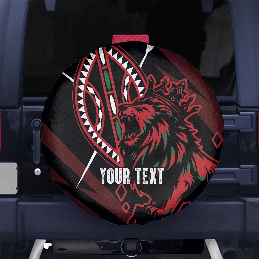 Kenya King Lion Personalized Spare Tire Cover Stylized Maasai Shield - Wonder Print Shop