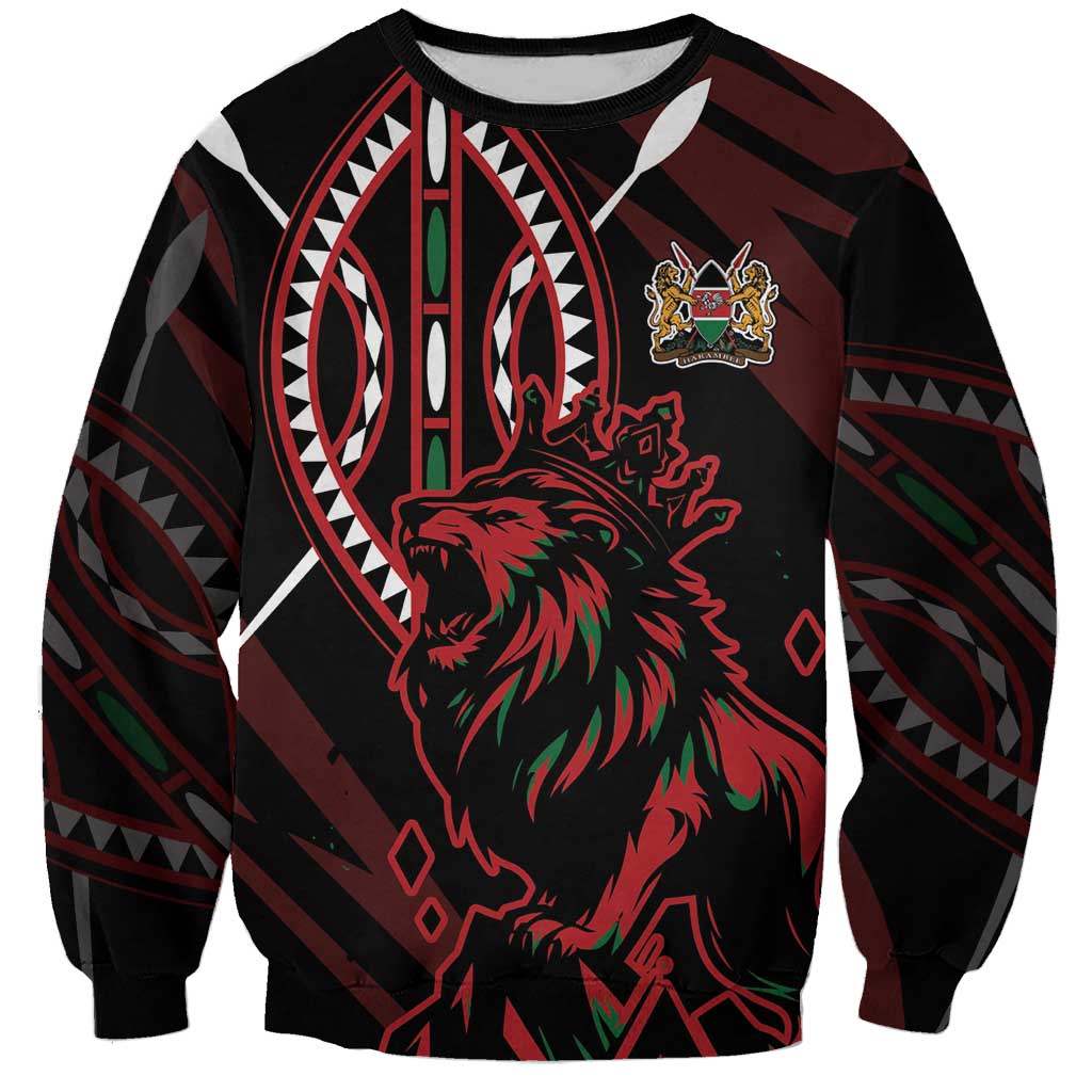 Kenya King Lion Personalized Sweatshirt Stylized Maasai Shield - Wonder Print Shop