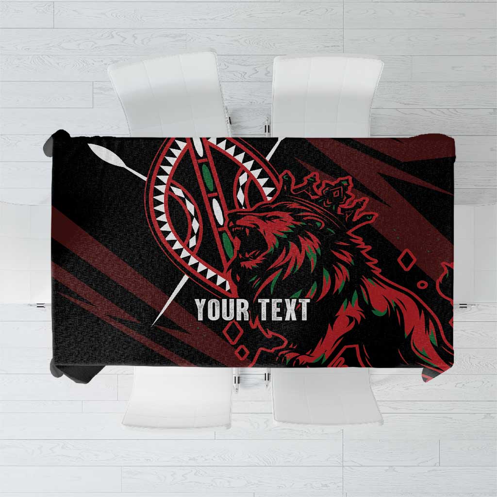 Kenya King Lion Personalized Tablecloth Stylized Maasai Shield - Wonder Print Shop