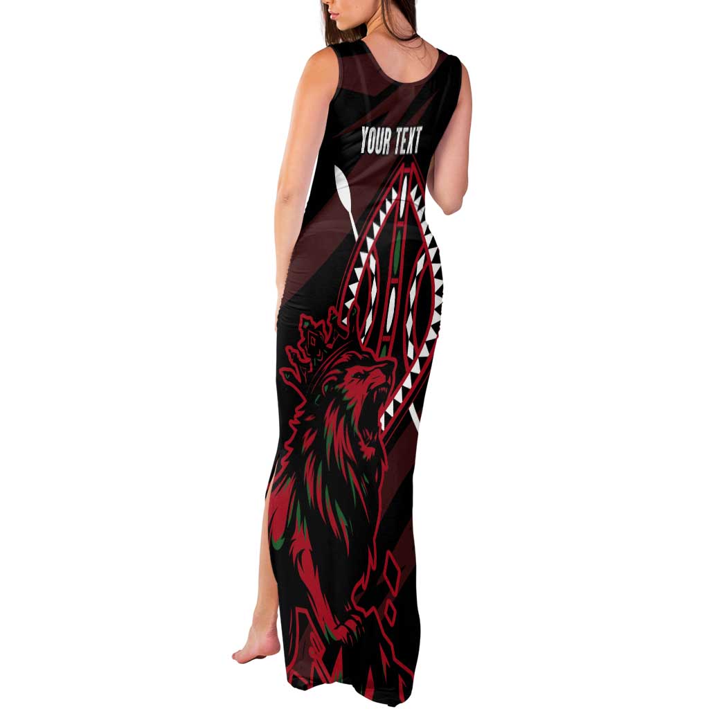 Kenya King Lion Personalized Tank Maxi Dress Stylized Maasai Shield - Wonder Print Shop