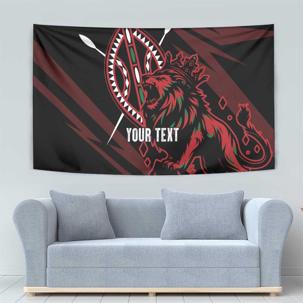 Kenya King Lion Personalized Tapestry Stylized Maasai Shield - Wonder Print Shop