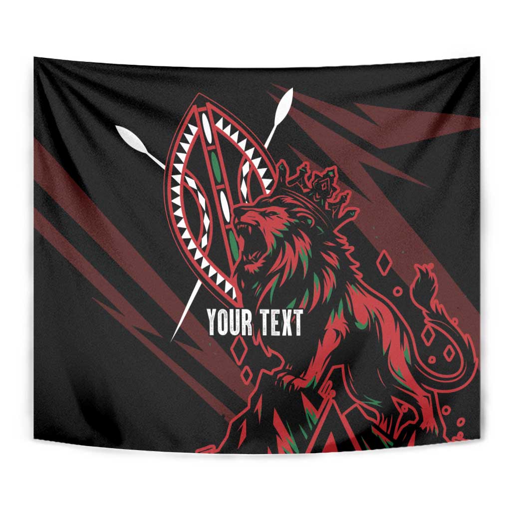 Kenya King Lion Personalized Tapestry Stylized Maasai Shield - Wonder Print Shop