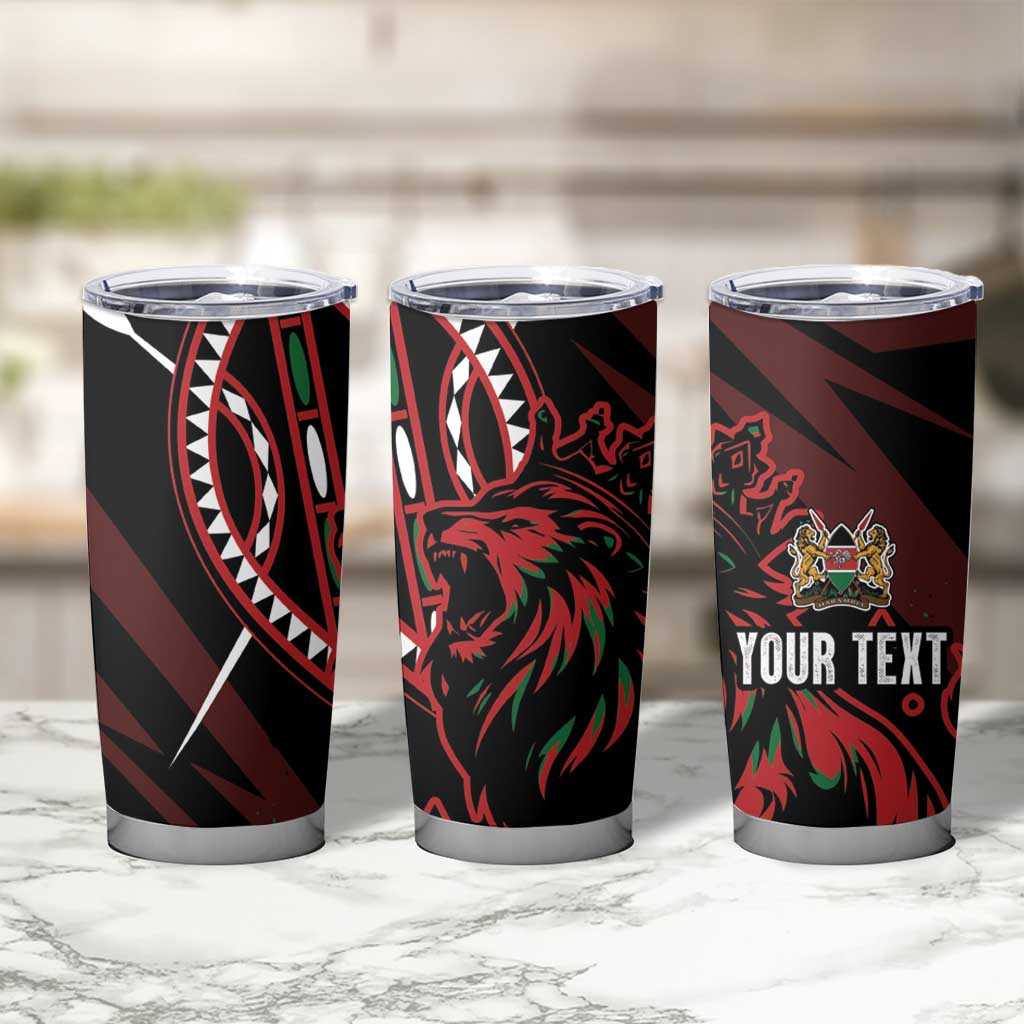 Kenya King Lion Personalized Tumbler Cup Stylized Maasai Shield - Wonder Print Shop