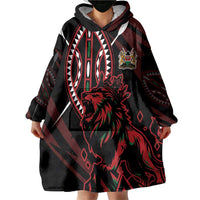 Kenya King Lion Personalized Wearable Blanket Hoodie Stylized Maasai Shield - Wonder Print Shop