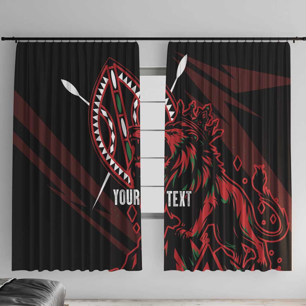 Kenya King Lion Personalized Window Curtain Stylized Maasai Shield - Wonder Print Shop