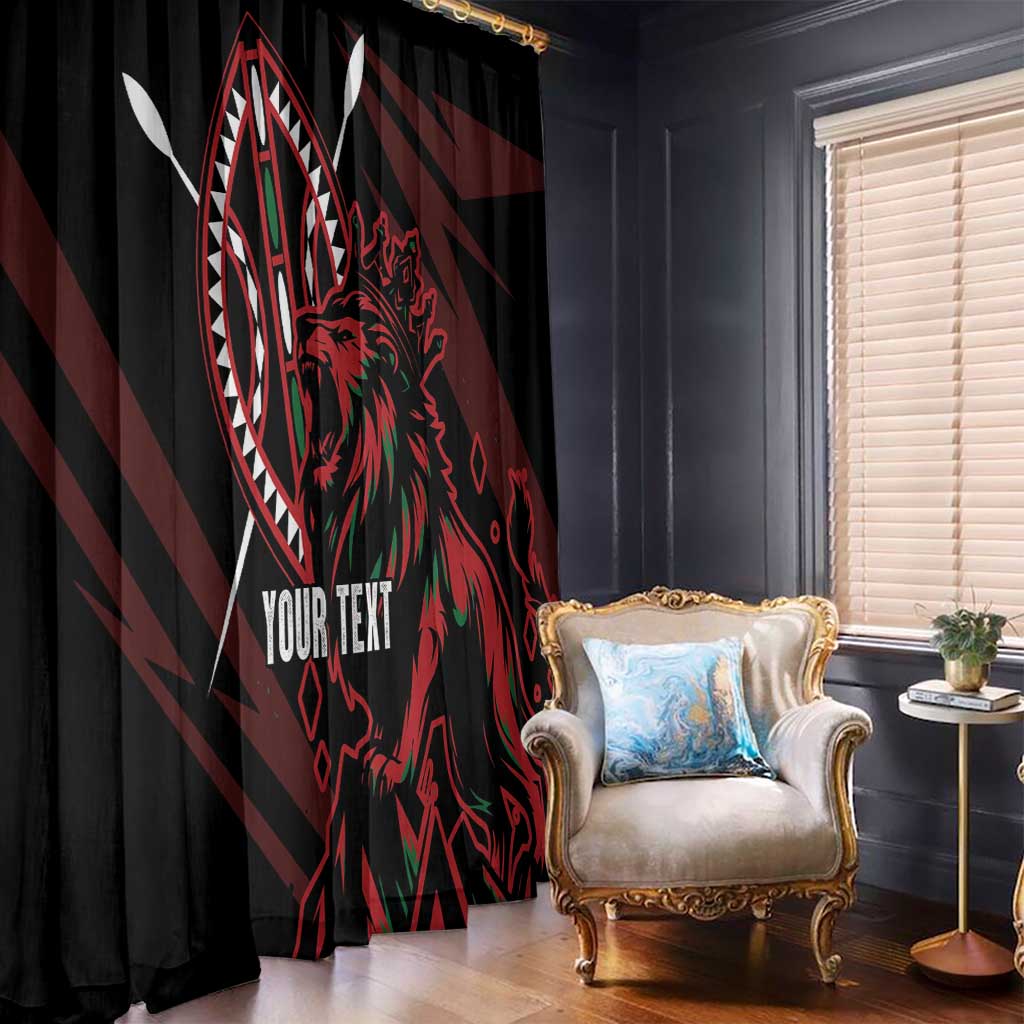 Kenya King Lion Personalized Window Curtain Stylized Maasai Shield - Wonder Print Shop