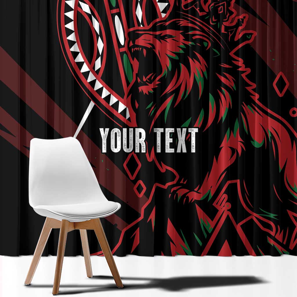 Kenya King Lion Personalized Window Curtain Stylized Maasai Shield - Wonder Print Shop