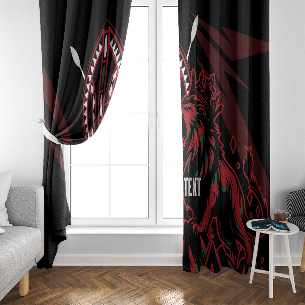 Kenya King Lion Personalized Window Curtain Stylized Maasai Shield - Wonder Print Shop