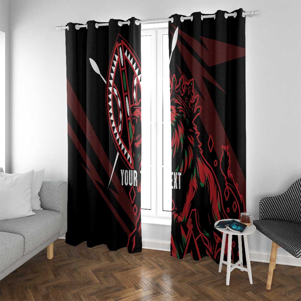 Kenya King Lion Personalized Window Curtain Stylized Maasai Shield - Wonder Print Shop