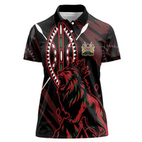 Kenya King Lion Personalized Women Polo Shirt Stylized Maasai Shield - Wonder Print Shop
