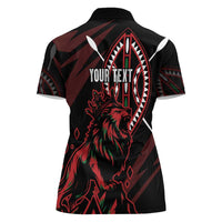 Kenya King Lion Personalized Women Polo Shirt Stylized Maasai Shield - Wonder Print Shop