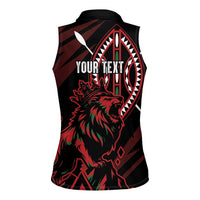 Kenya King Lion Personalized Women Sleeveless Polo Shirt Stylized Maasai Shield - Wonder Print Shop