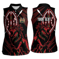 Kenya King Lion Personalized Women Sleeveless Polo Shirt Stylized Maasai Shield - Wonder Print Shop