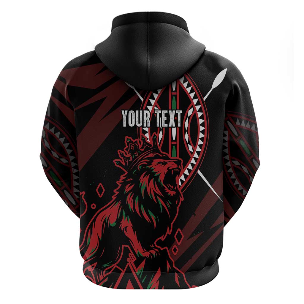 Kenya King Lion Personalized Zip Hoodie Stylized Maasai Shield - Wonder Print Shop