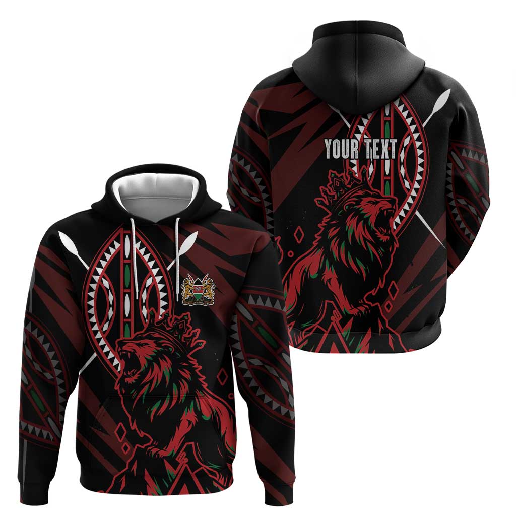 Kenya King Lion Personalized Zip Hoodie Stylized Maasai Shield - Wonder Print Shop
