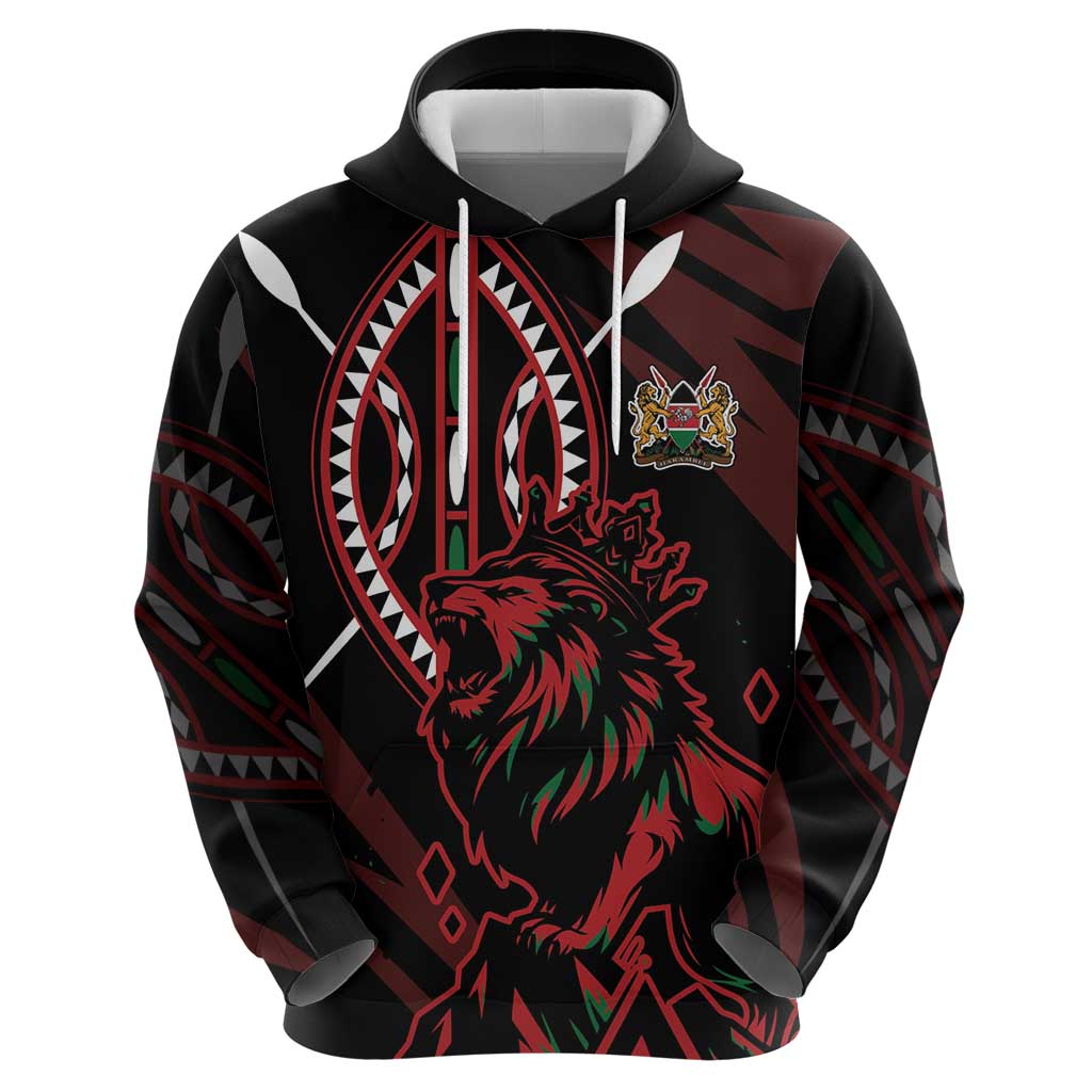 Kenya King Lion Personalized Zip Hoodie Stylized Maasai Shield - Wonder Print Shop