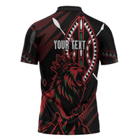 Kenya King Lion Personalized Zipper Polo Shirt Stylized Maasai Shield - Wonder Print Shop