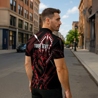 Kenya King Lion Personalized Zipper Polo Shirt Stylized Maasai Shield - Wonder Print Shop