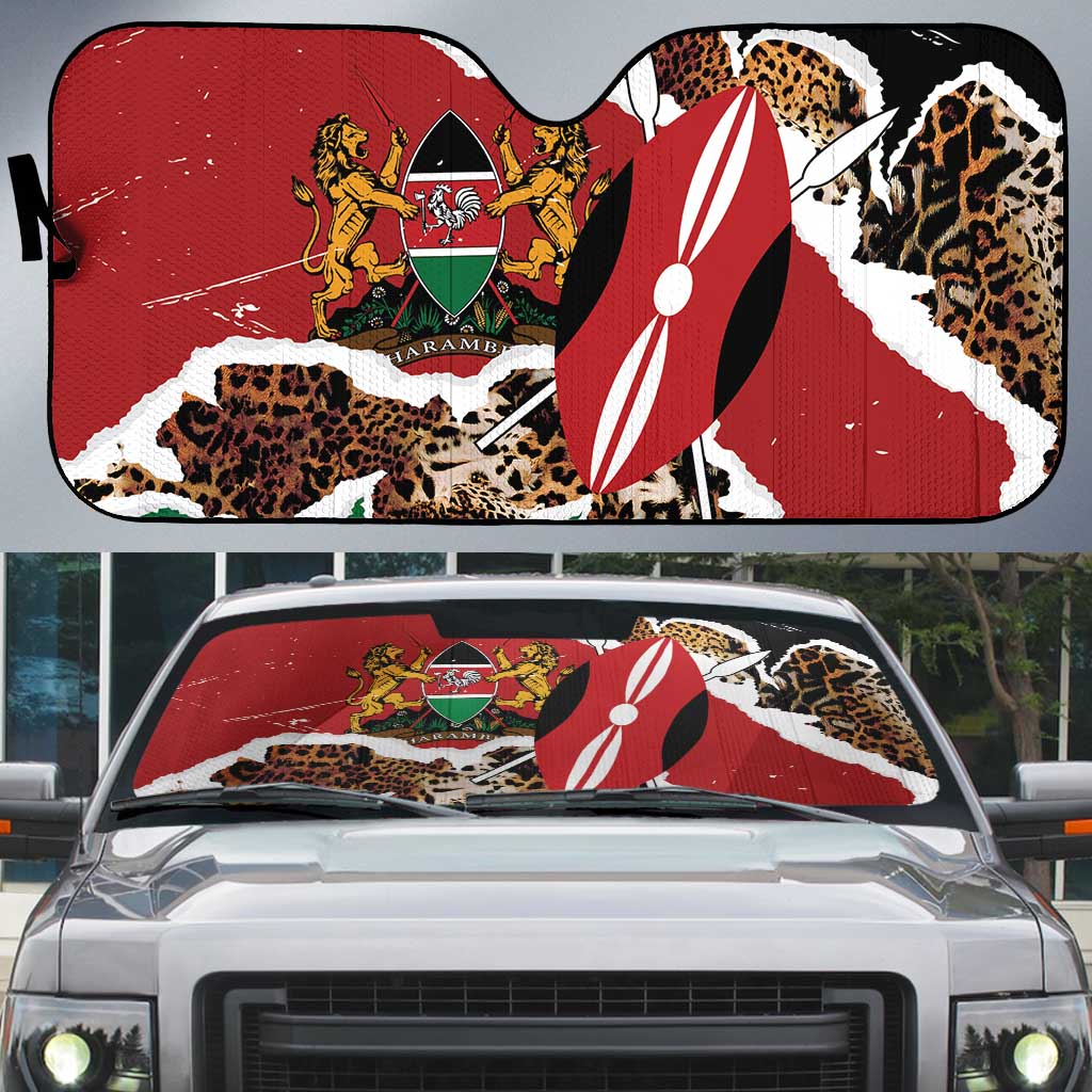 Kenya Grunge Auto Sun Shade Mix Animal Skin Pattern - Wonder Print Shop