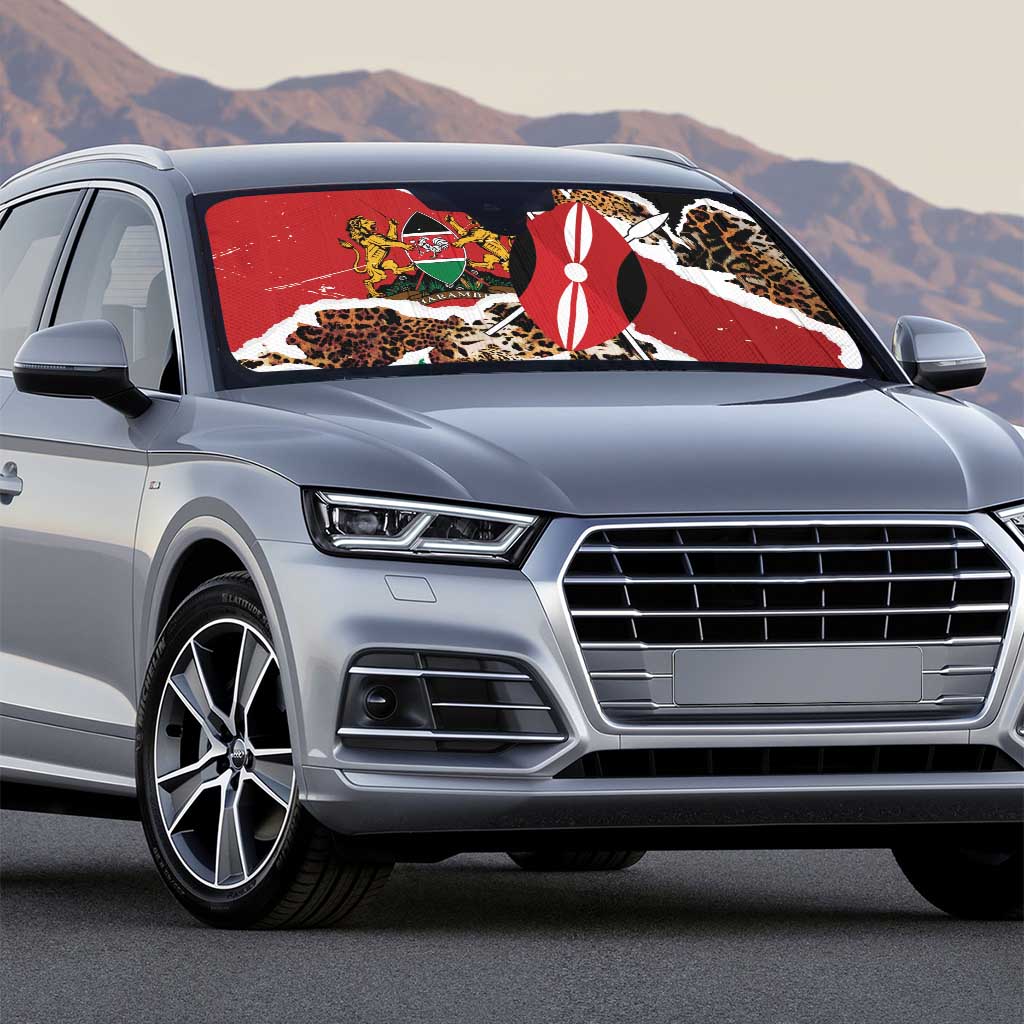 Kenya Grunge Auto Sun Shade Mix Animal Skin Pattern - Wonder Print Shop