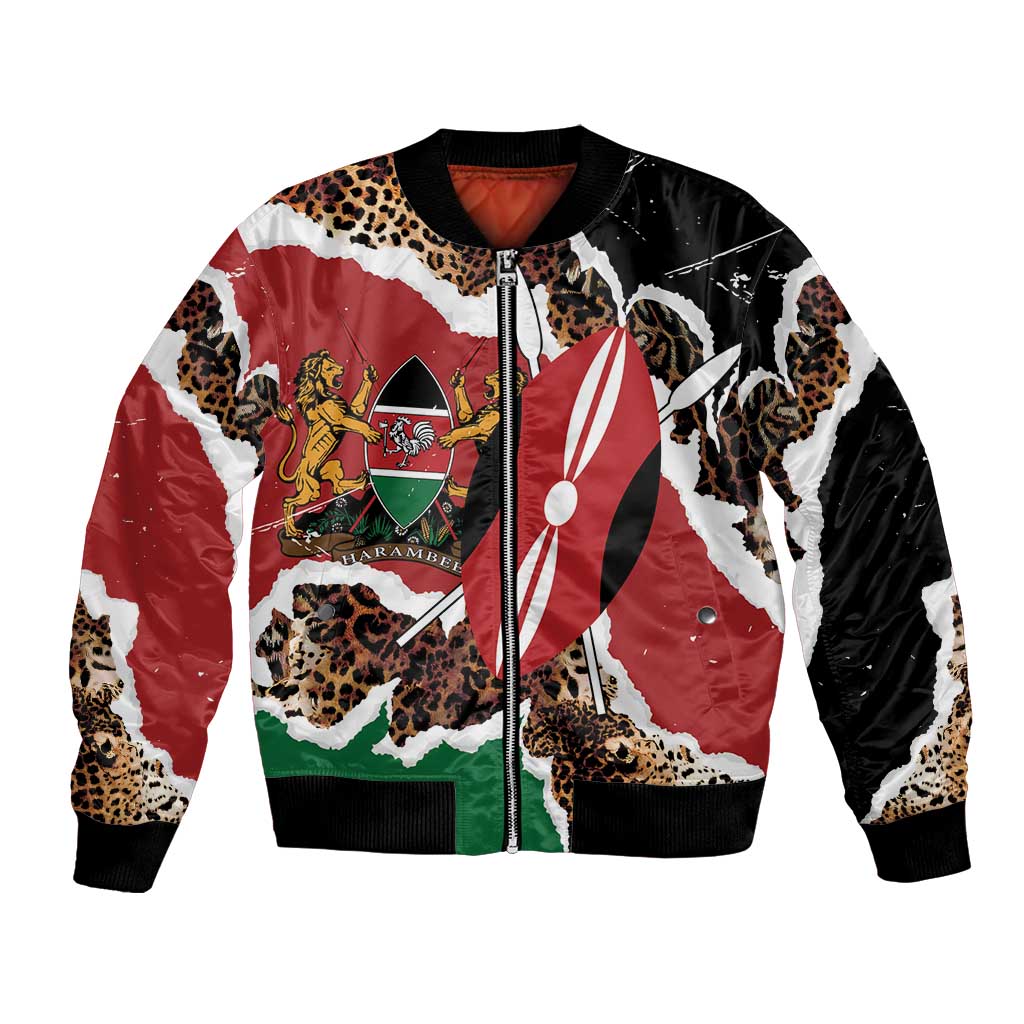 Kenya Grunge Bomber Jacket Mix Animal Skin Pattern - Wonder Print Shop