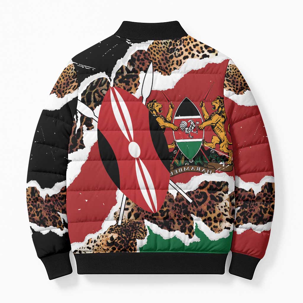 Kenya Grunge Bomber Puffer Jacket Mix Animal Skin Pattern - Wonder Print Shop