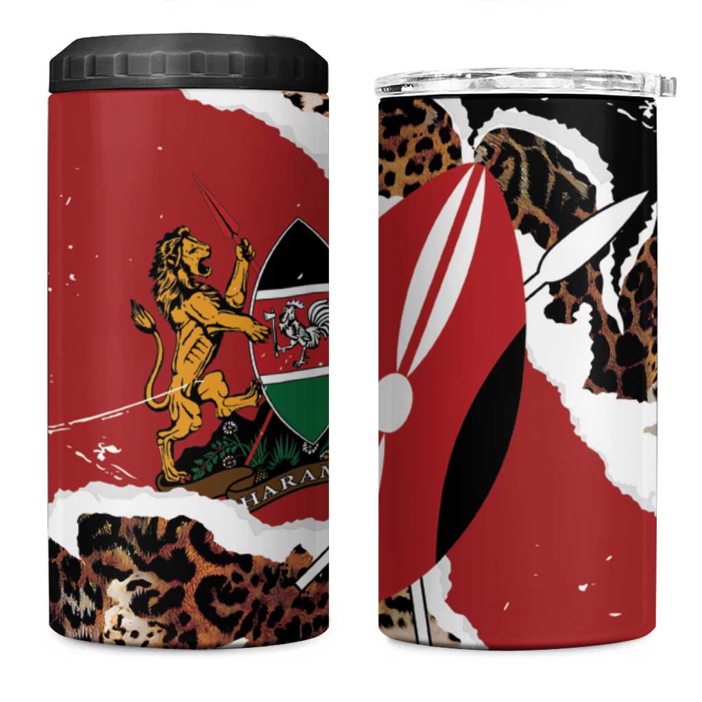 Kenya Grunge 4 in 1 Can Cooler Tumbler Mix Animal Skin Pattern - Wonder Print Shop