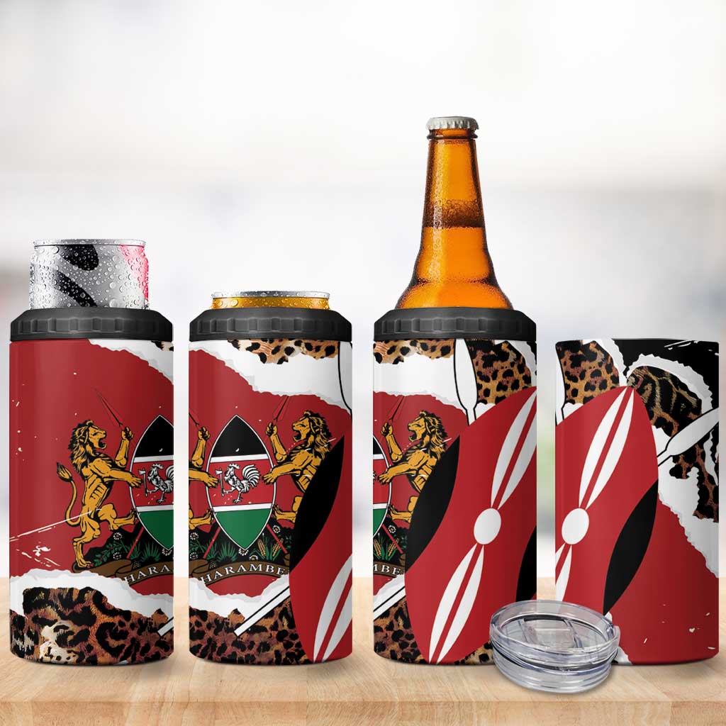Kenya Grunge 4 in 1 Can Cooler Tumbler Mix Animal Skin Pattern - Wonder Print Shop
