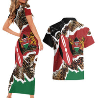 Kenya Grunge Couples Matching Short Sleeve Bodycon Dress and Hawaiian Shirt Mix Animal Skin Pattern - Wonder Print Shop