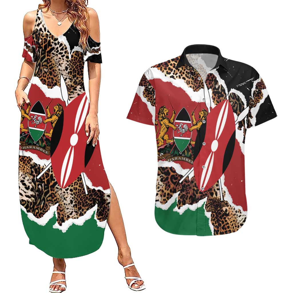 Kenya Grunge Couples Matching Summer Maxi Dress and Hawaiian Shirt Mix Animal Skin Pattern - Wonder Print Shop