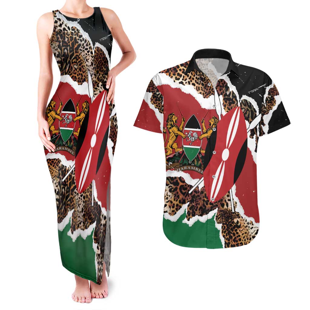 Kenya Grunge Couples Matching Tank Maxi Dress and Hawaiian Shirt Mix Animal Skin Pattern - Wonder Print Shop