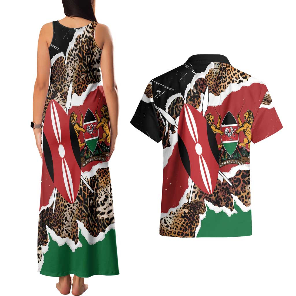 Kenya Grunge Couples Matching Tank Maxi Dress and Hawaiian Shirt Mix Animal Skin Pattern - Wonder Print Shop